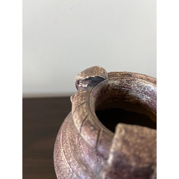 Ceramic Brown Decorative Vase Feather 6" Tall Home Decor - Picture 3 of 4